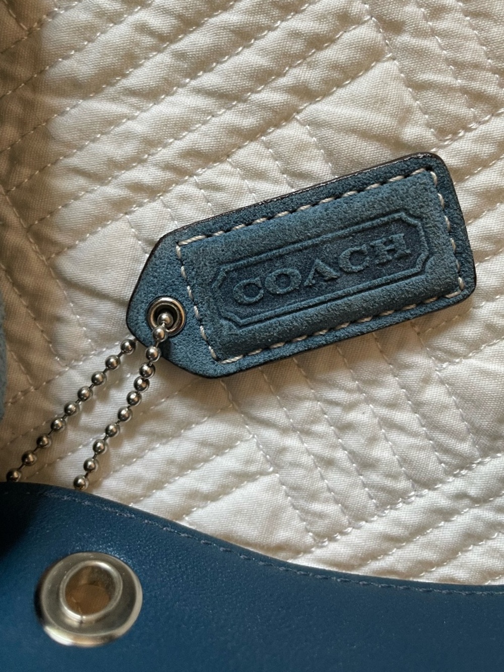 RARE Y2K Coach Vintage Soho Flap Shoulder Saddle Bag in Blue Suede No H05S-8A18 - Picture 9 of 16